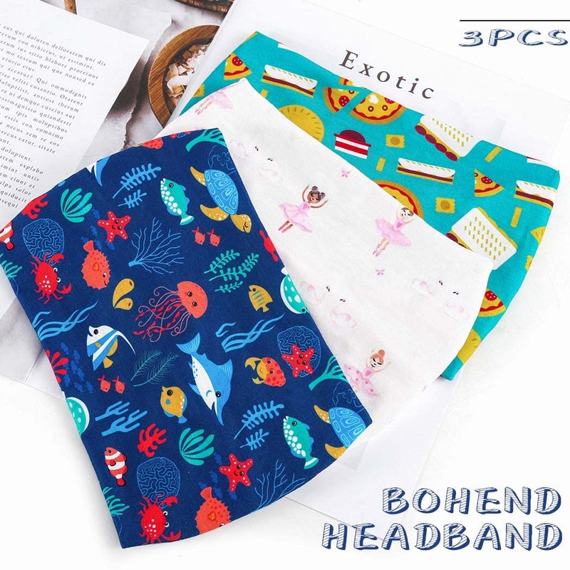 Bohend Girls Headbands Wide Knotted Hair Bands 3Pcs Non Slip Elastic Cute Head Bands Workout Yoga Sweatband Hair Accessories for Girls and Kids (G) - Image 2